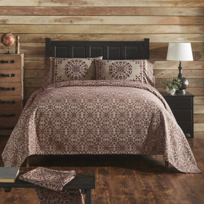 custom house burgundy tan jacquard coverlets farmhouse bed covers