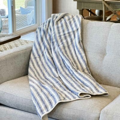 Market Place Blue Quilted Throw Blanket