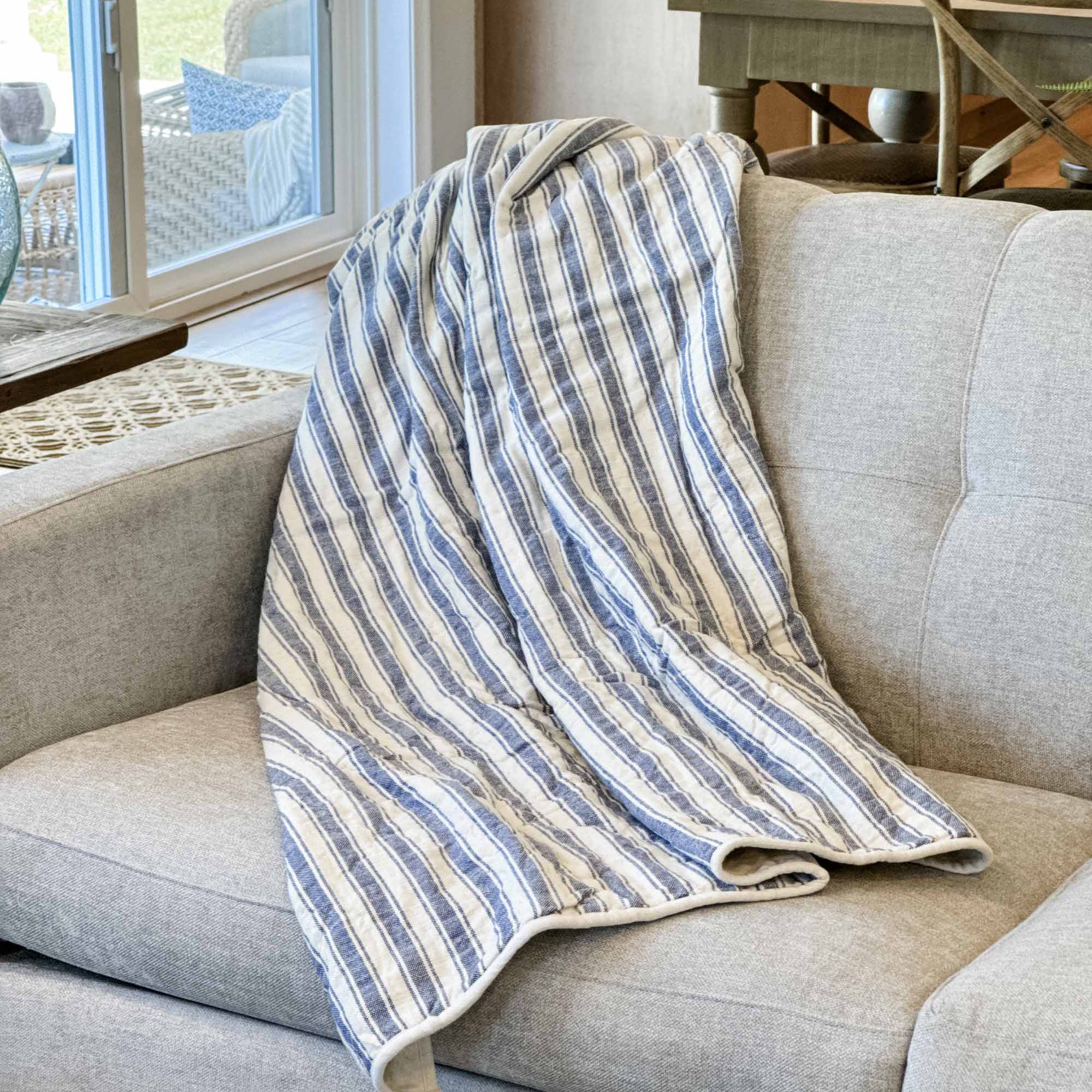 Market Place Blue Quilted Throw Blanket
