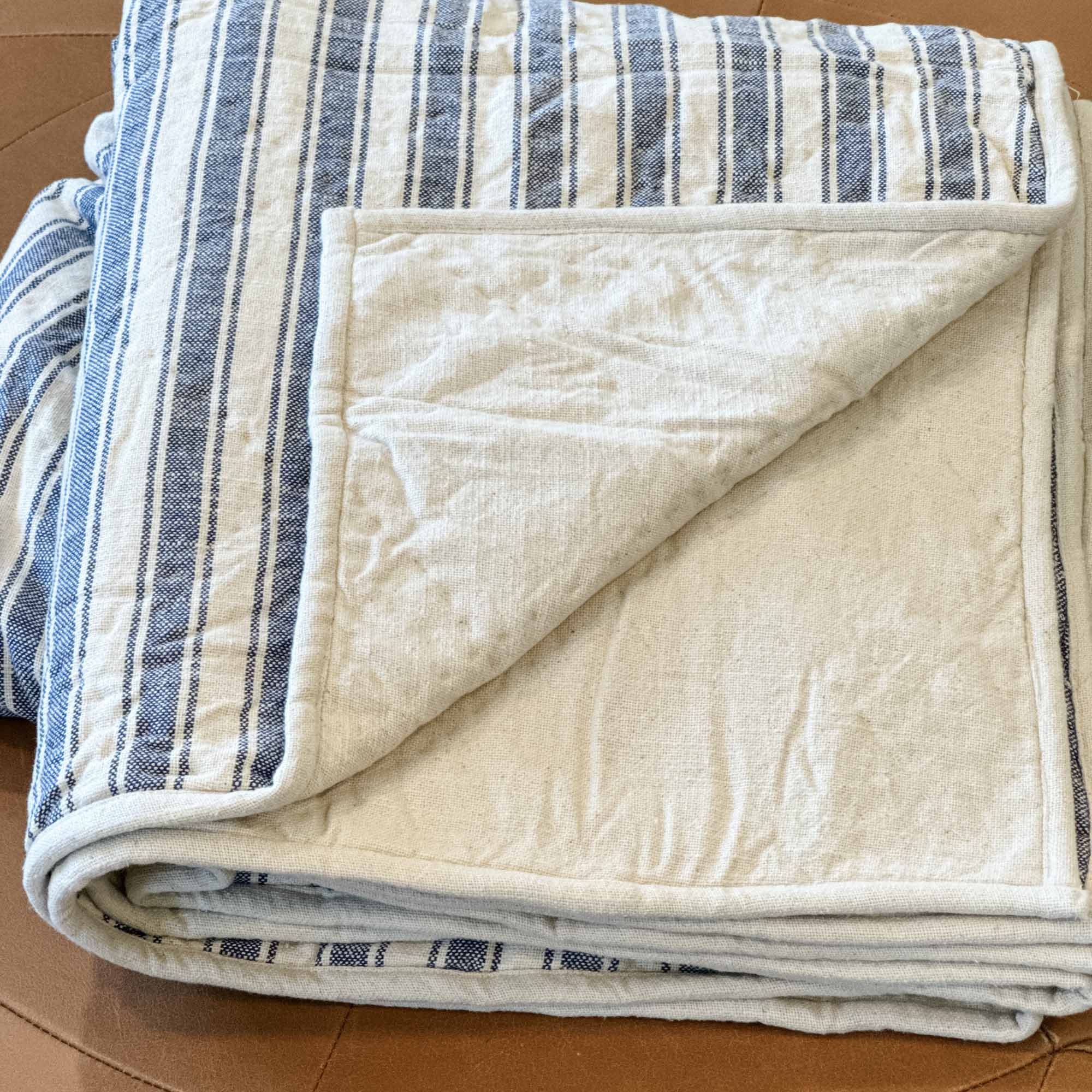 Market Place Blue Quilted Throw Blanket - Image 3