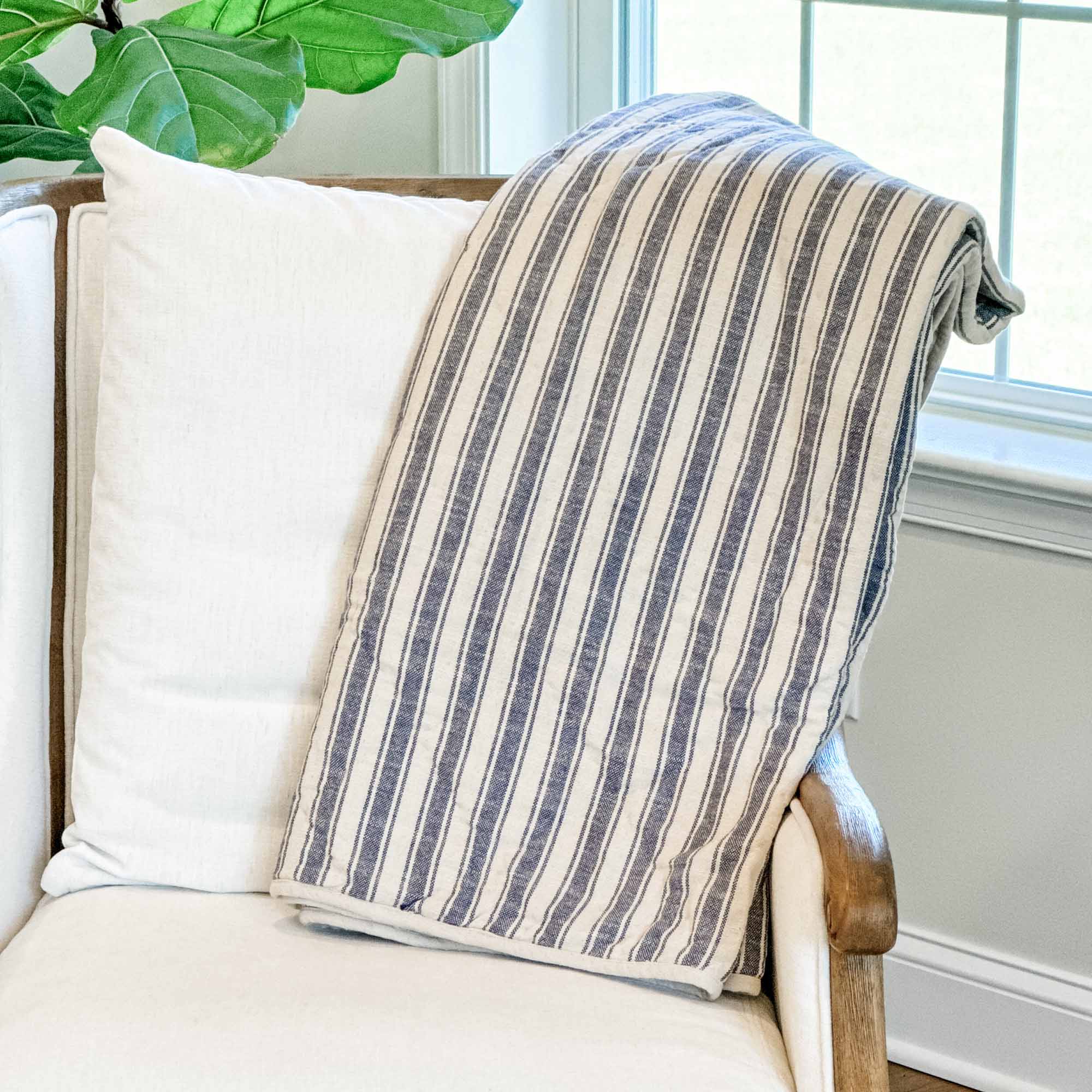 Market Place Blue Quilted Throw Blanket - Image 5