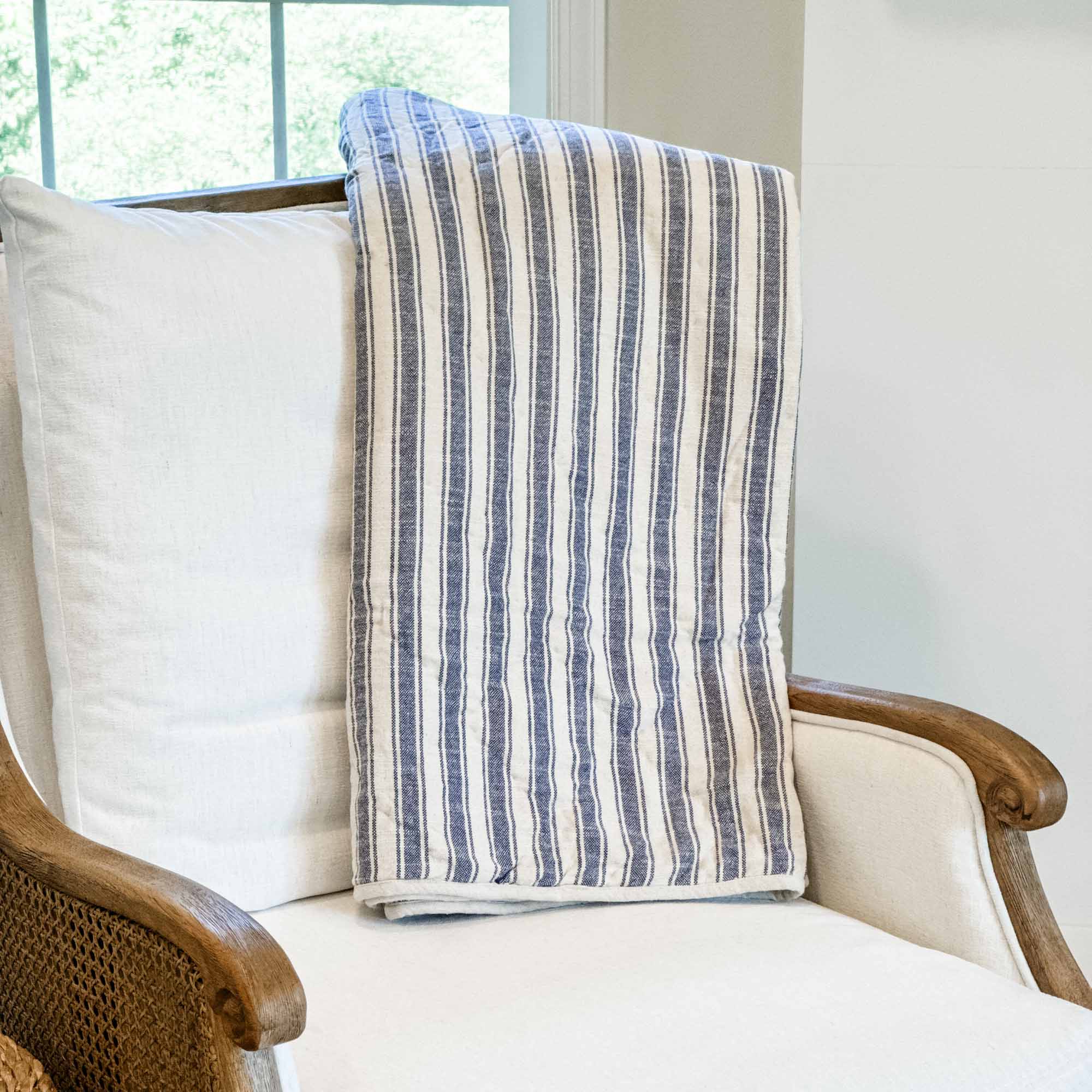 Market Place Blue Quilted Throw Blanket - Image 2