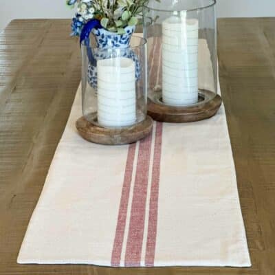 Market Place Red Grain Sack Stripe Table Runner - 54"