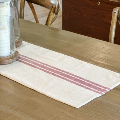 Market Place Red Grain Sack Stripe Table Runner - 36"
