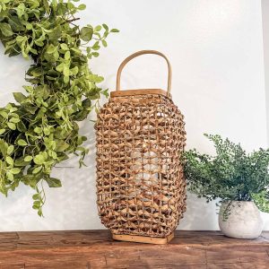 hearth and home wicker lantern with glass insert farmhouse wicker candle lantern