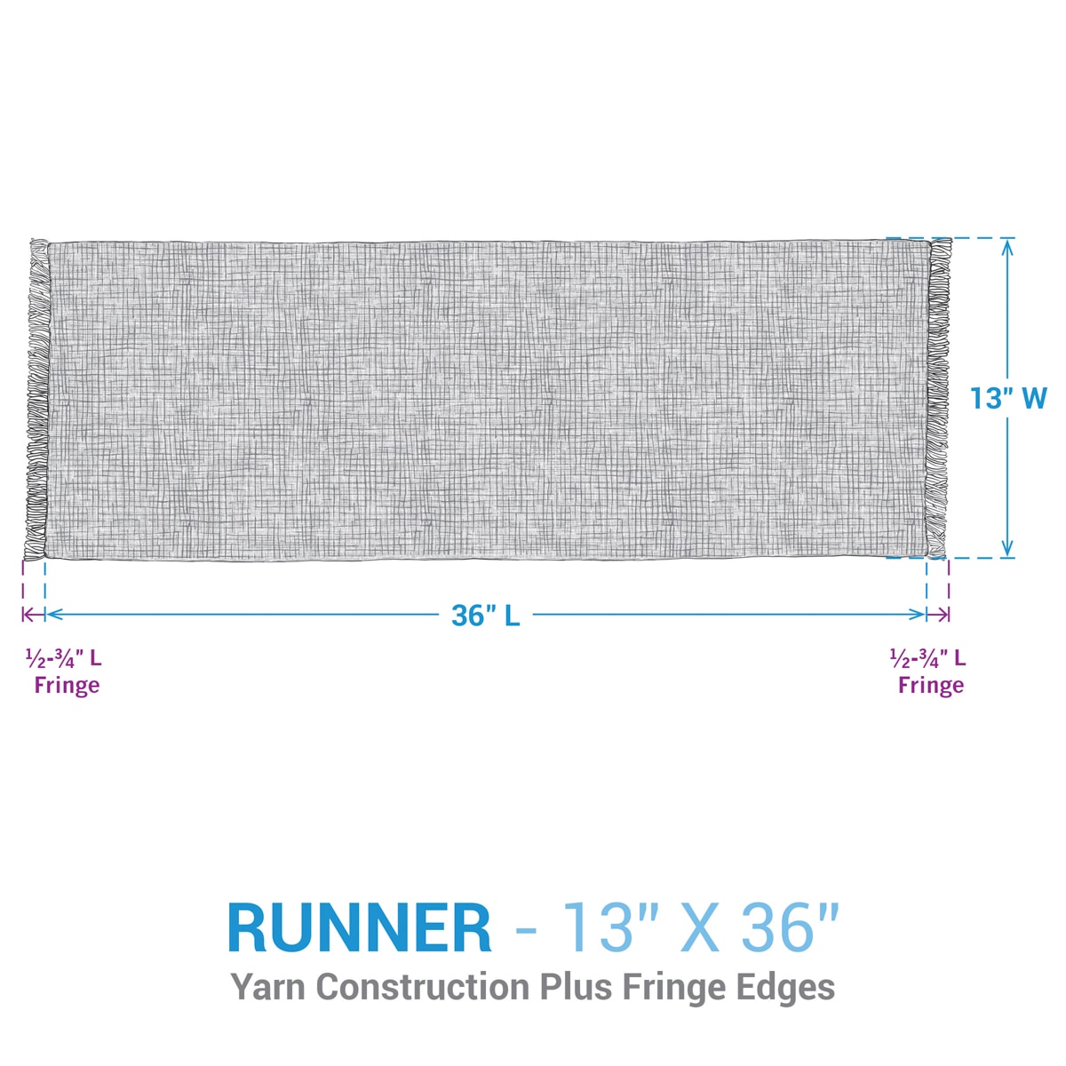 Table Runner 36" Fringe Sketch