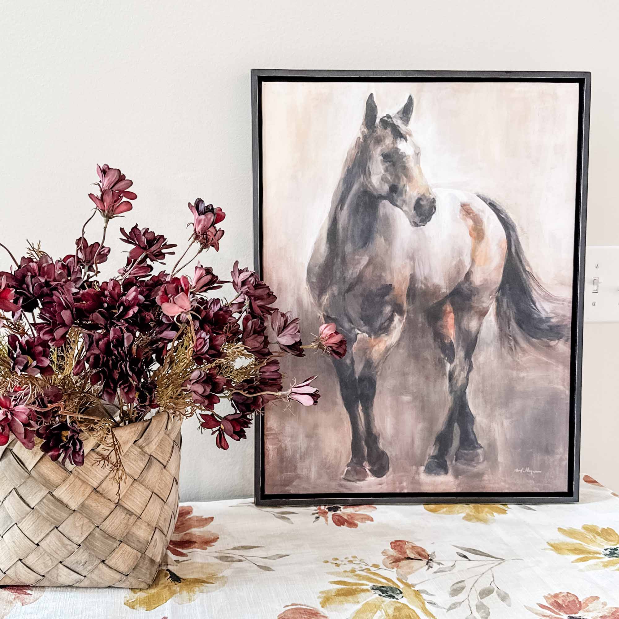dappled wanderer farmed horse print on canvas farmhouse horse artwork
