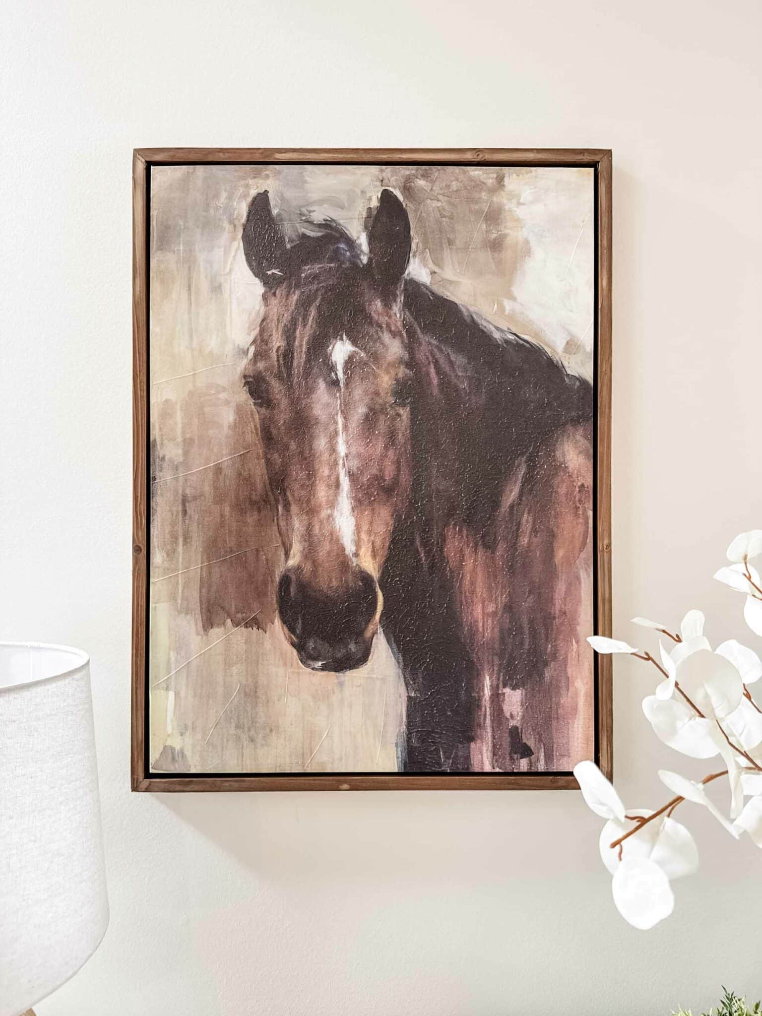 the noble gaze framed horse on canvas farmhouse horse artwork