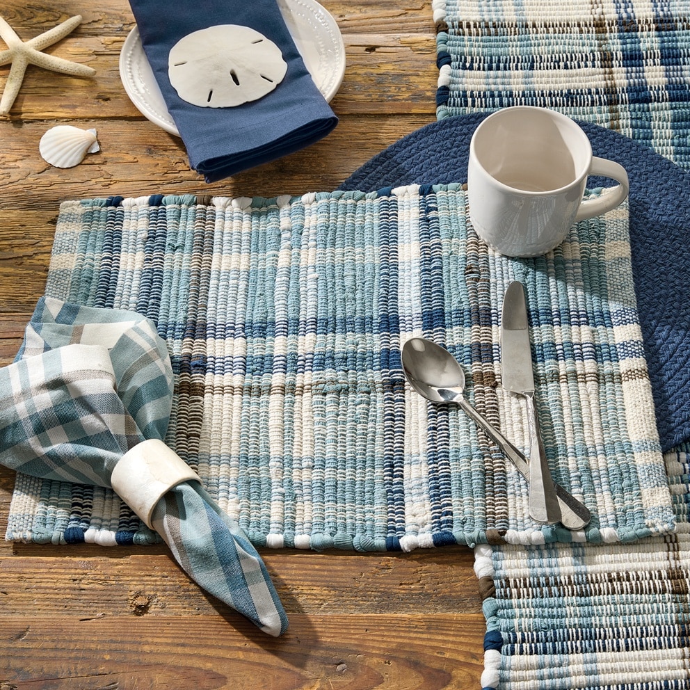 Driftwood Plaid Chindi Placemats, Set/4