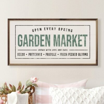 Garden Market White Wooden Sign