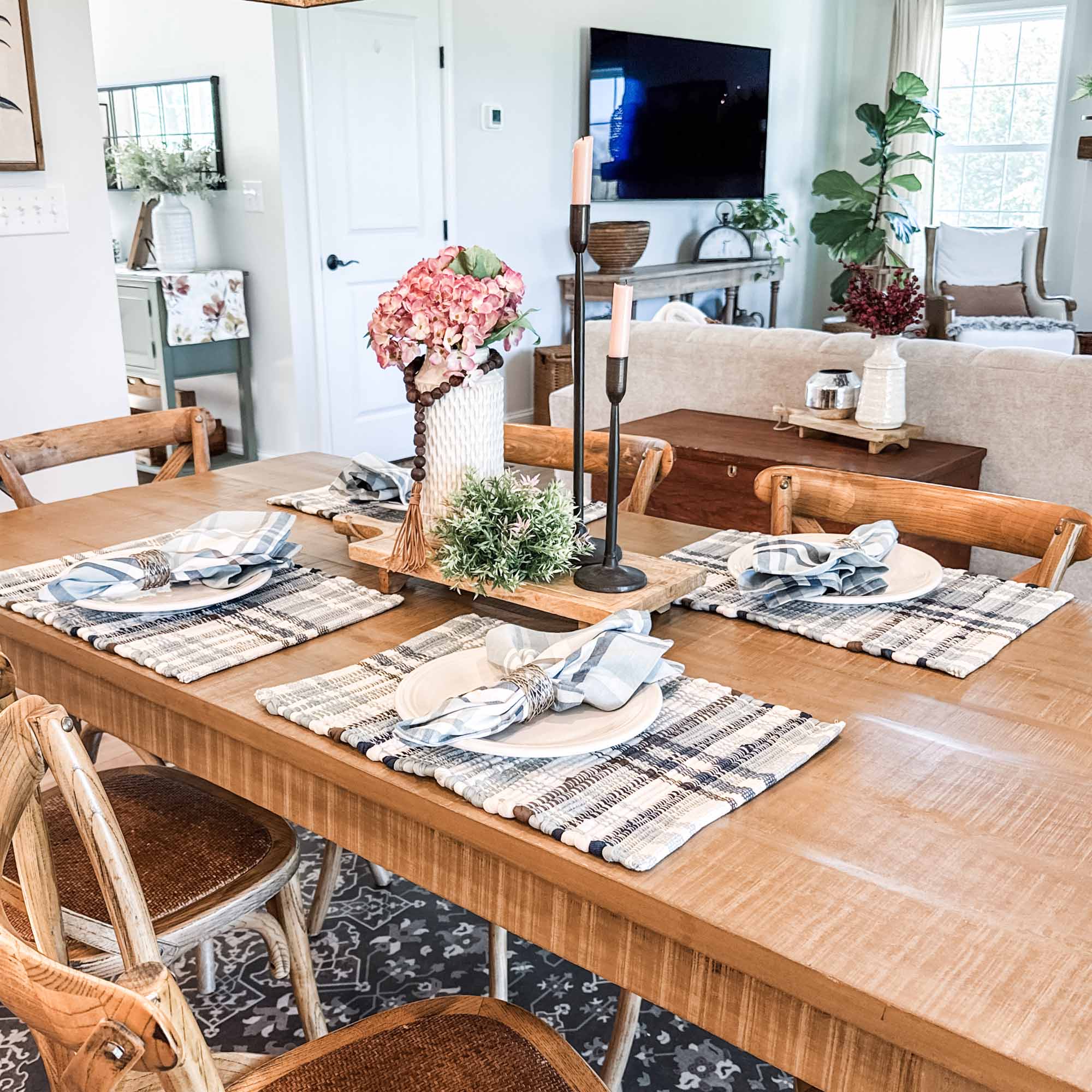 Driftwood Plaid Chindi Placemats, Set/4 - Image 6