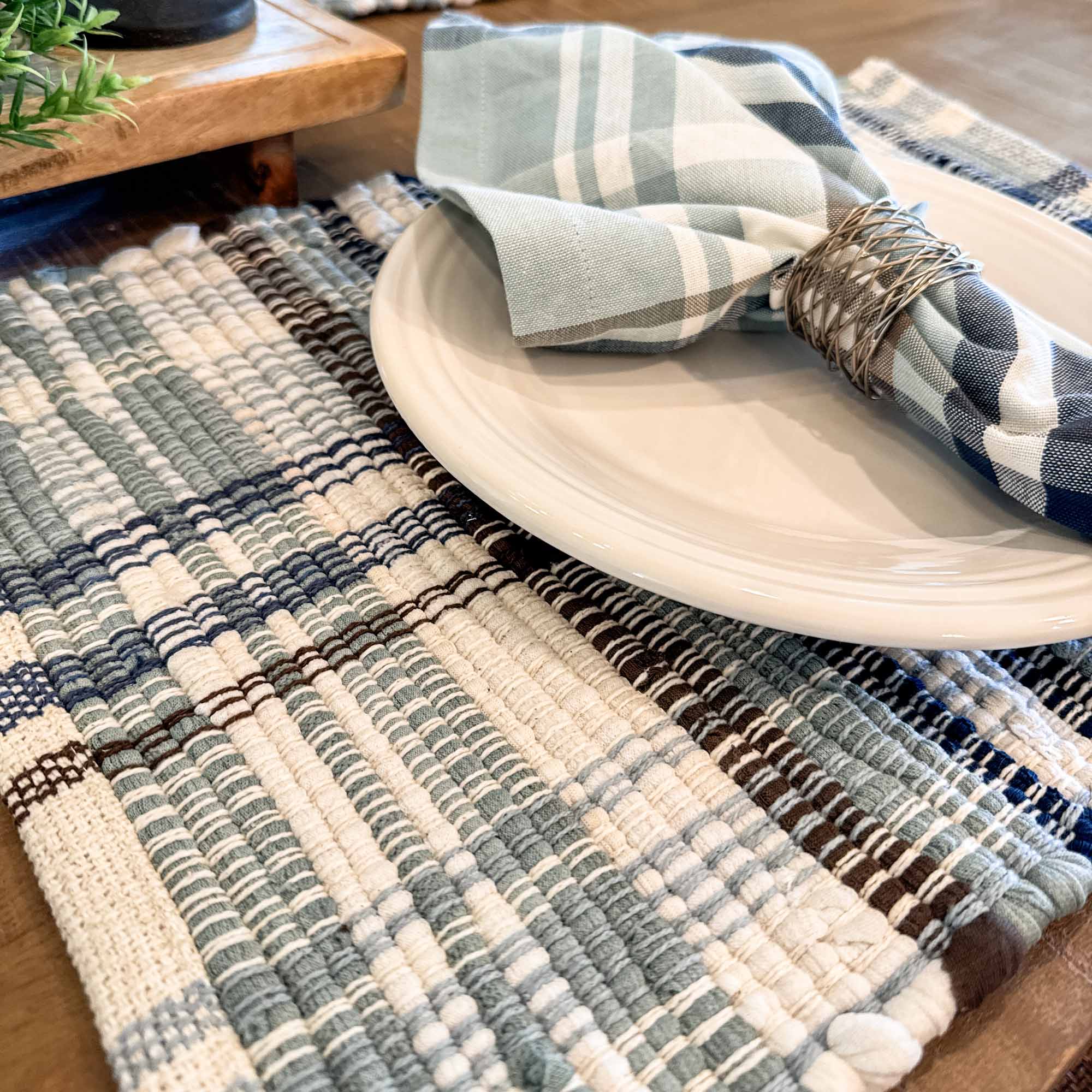 Driftwood Plaid Chindi Placemats, Set/4 - Image 5