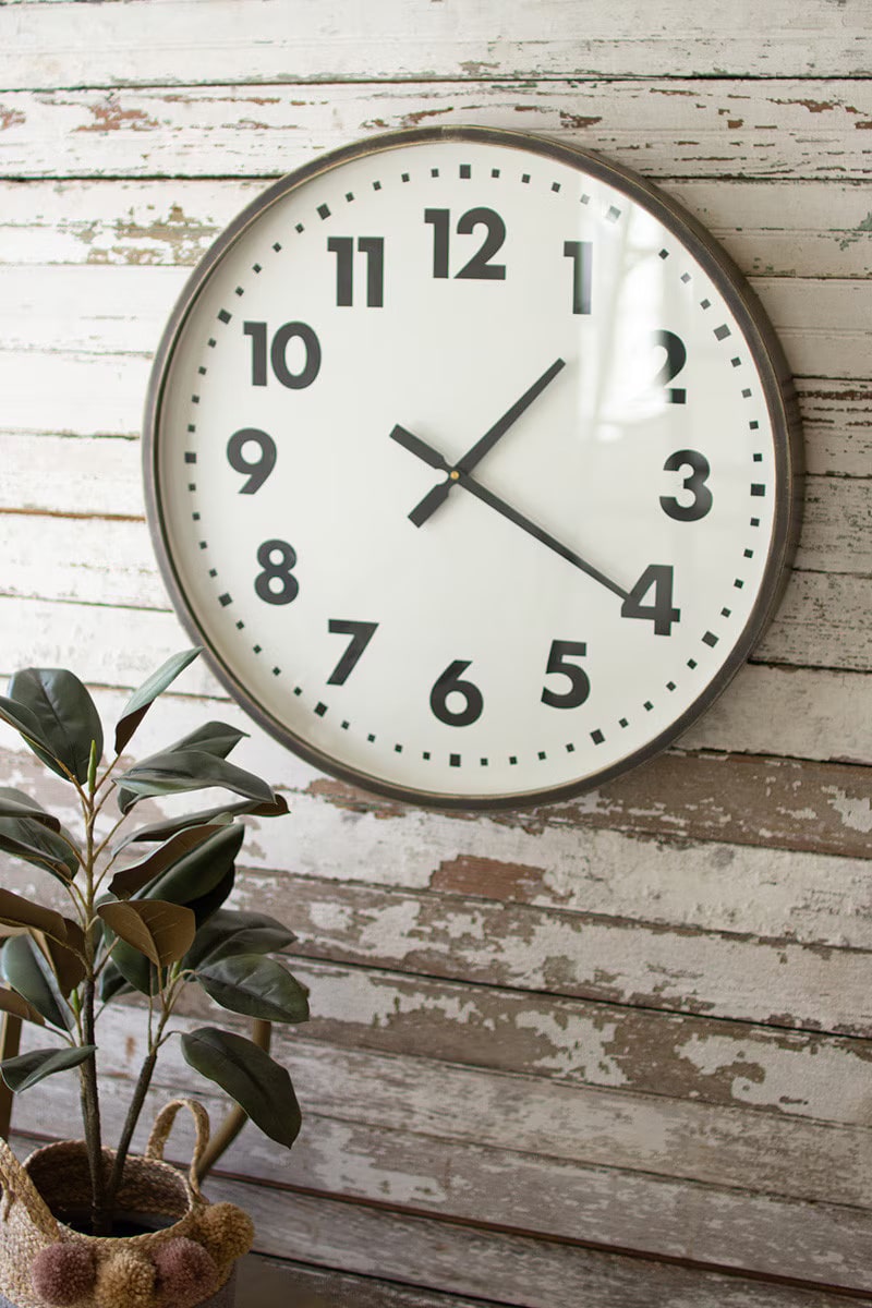 Round Black & White Wall Clock - Image 2