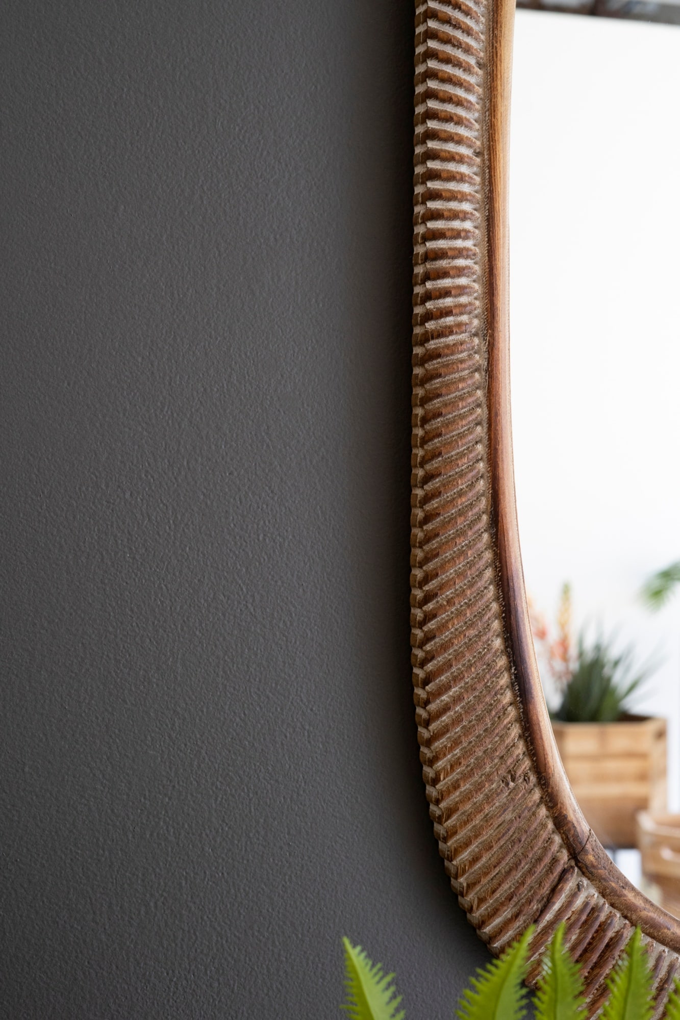 Carved Wooden Framed Mirror - Image 3