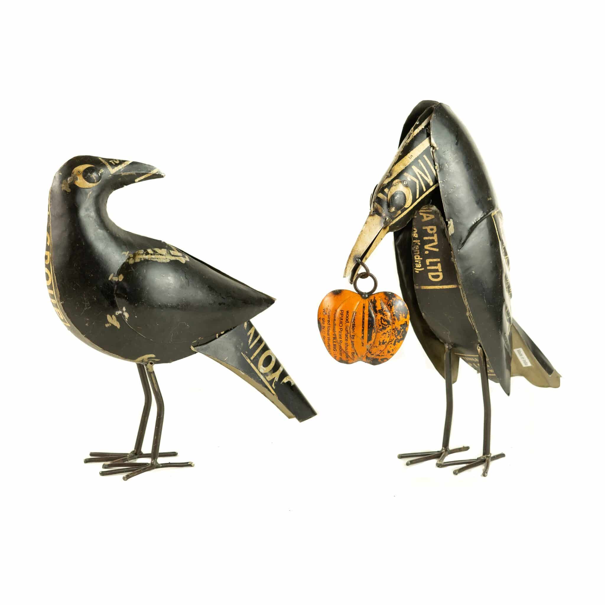 Harvest Perch Crows, Recycled Metal, Set/2 - Image 2