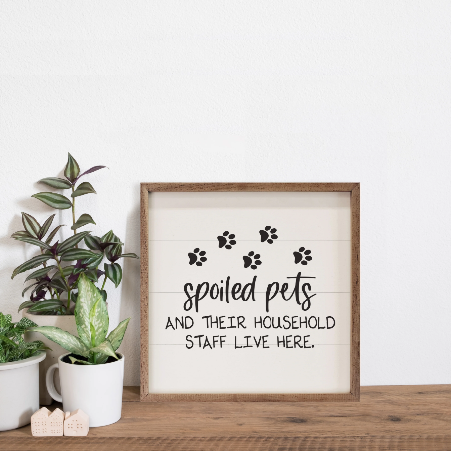 Spoiled Pets Staff White Wooden Sign - Image 3