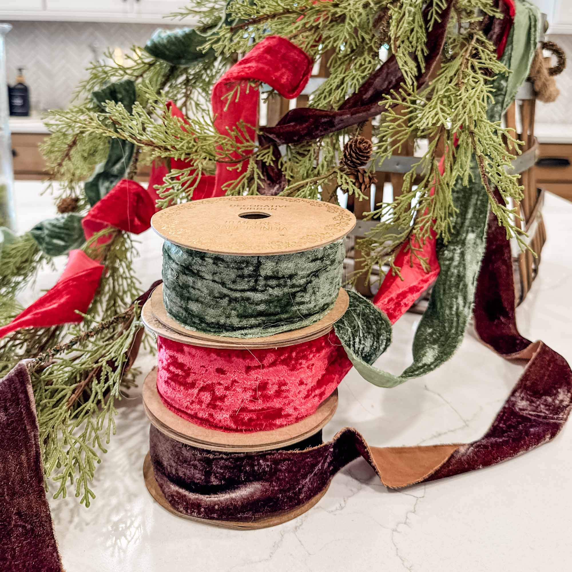 Velvet Green Ribbon w/ Raw Edge - Image 8