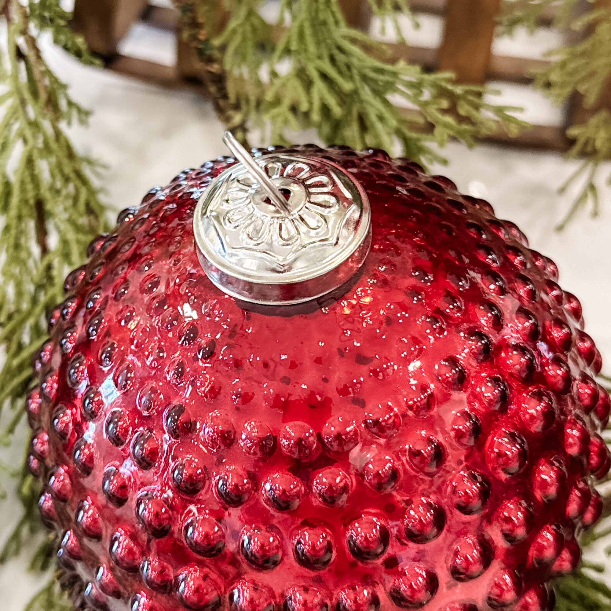 Vintage Red Glass Ball Ornaments, Set/4 - Image 5