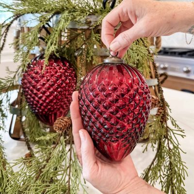 Vintage Red Glass Cone Ornaments, Set/2
