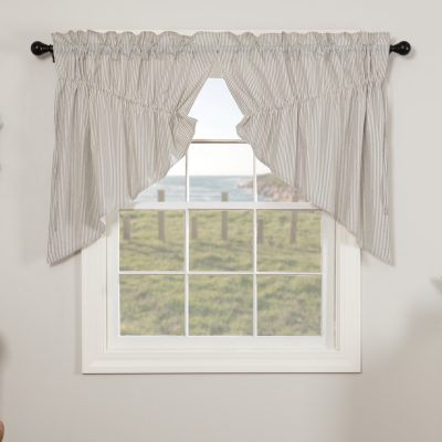 Hatteras Blue Ticking Prairie Swag, Set/2