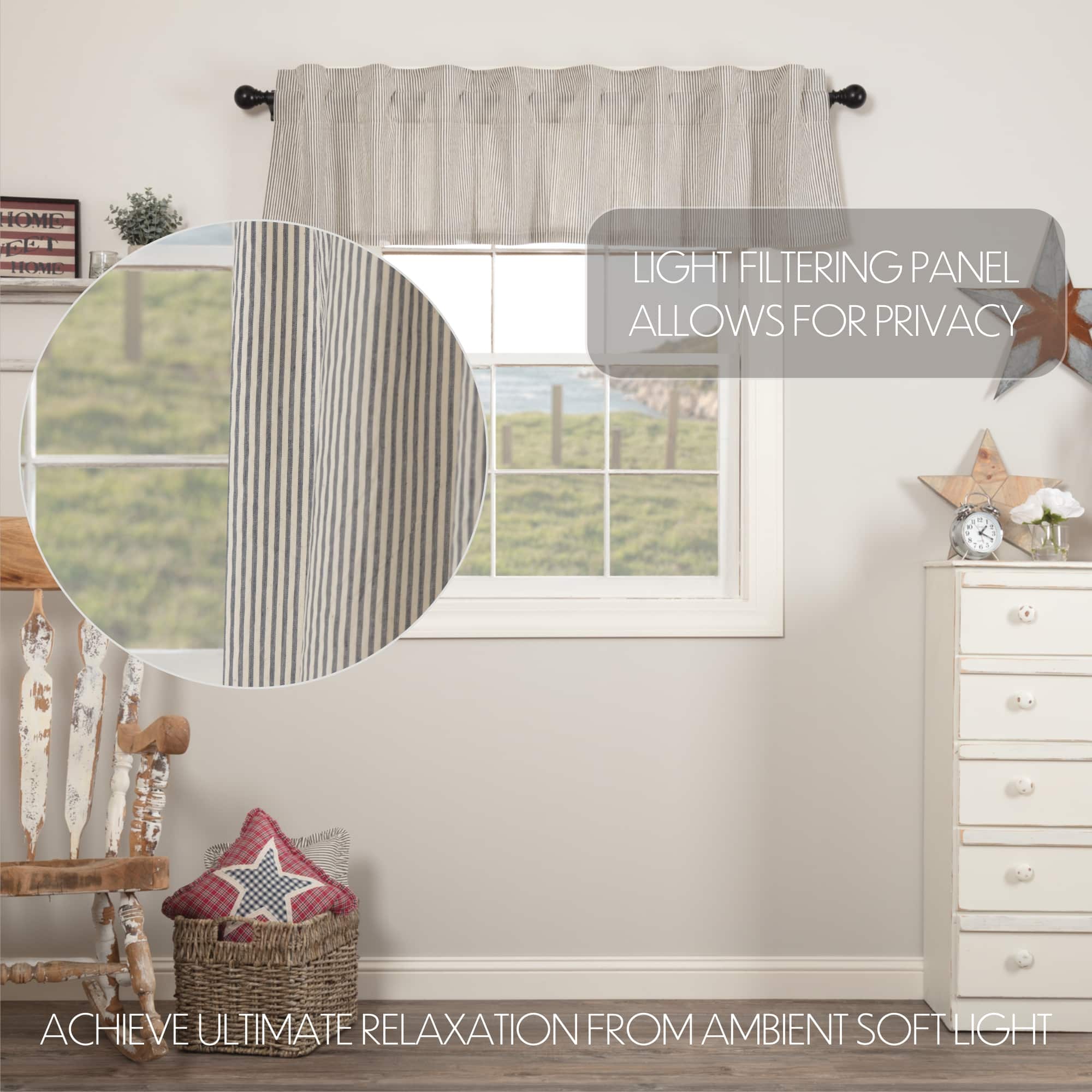 Hatteras Blue Ticking Stripe Valance - Image 4