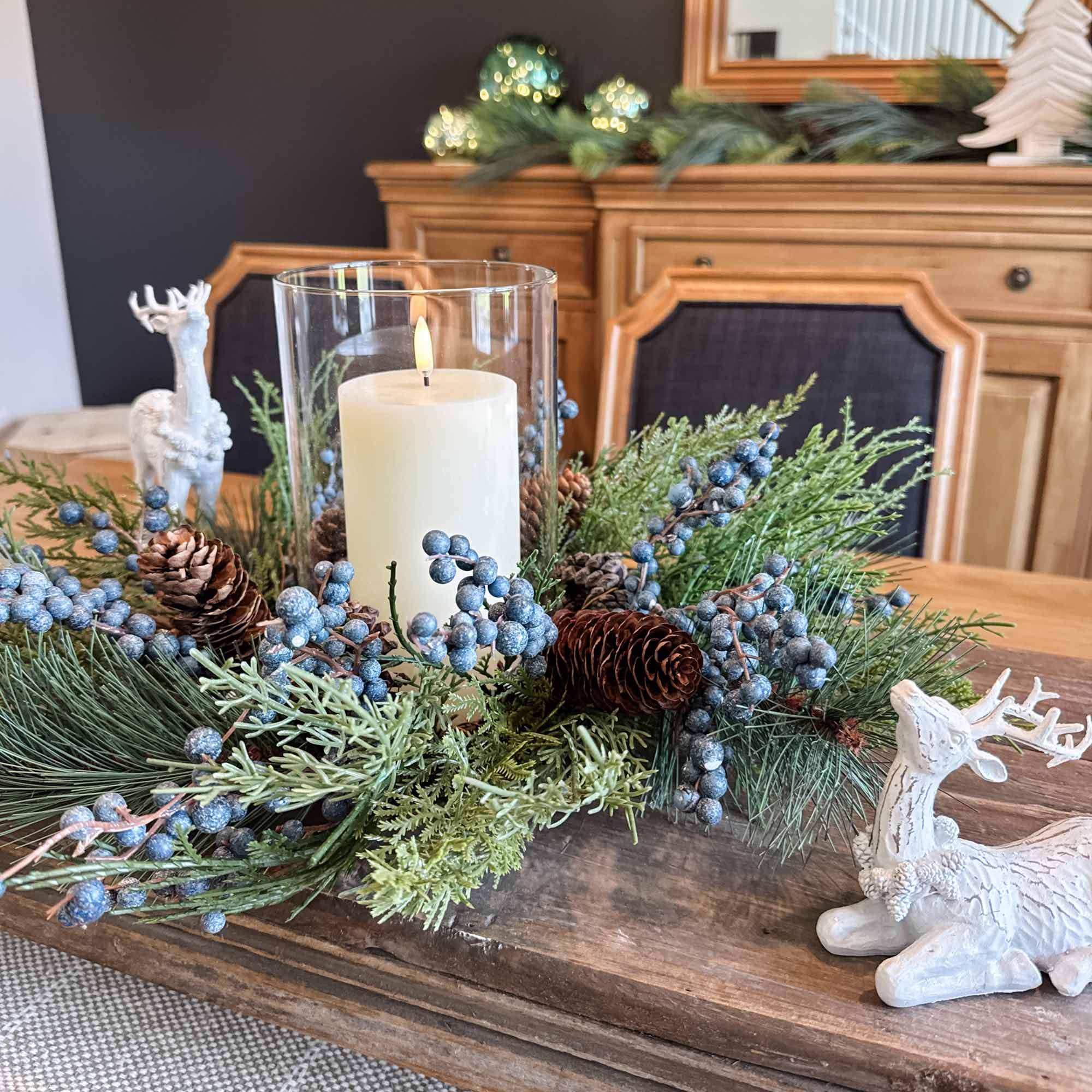 Woodland Berries Candle Ring w/ Glass Candle Holder - Image 4