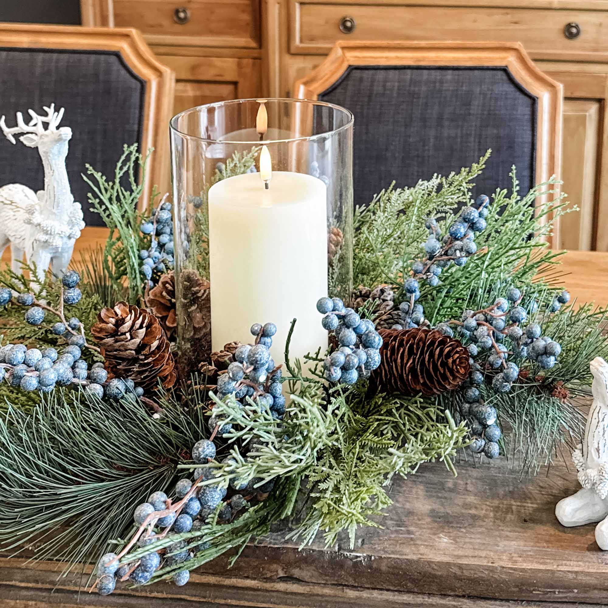Woodland Berries Candle Ring w/ Glass Candle Holder - Image 3