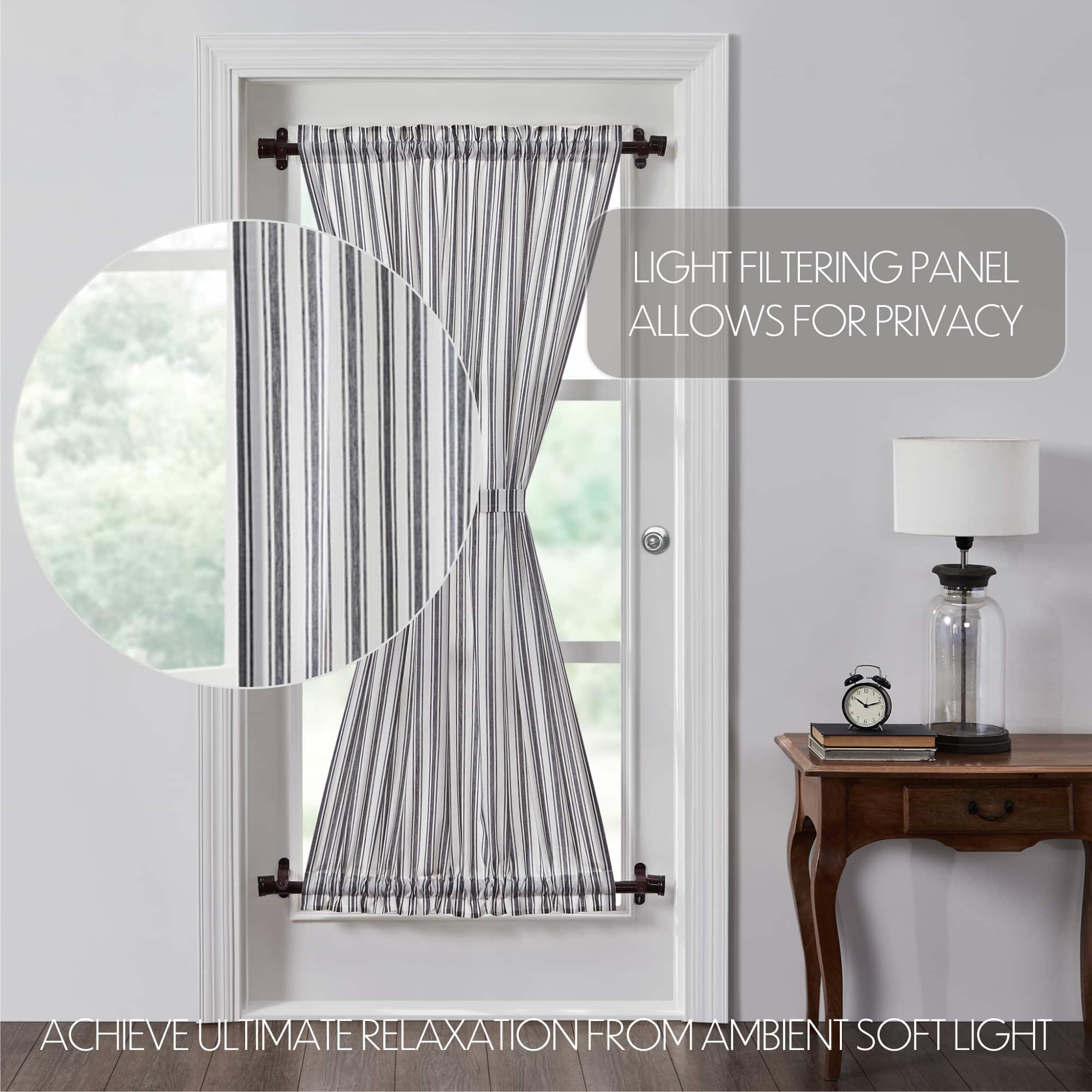 Sawyer Mill Black Ticking Stripe Door Panel - Image 3