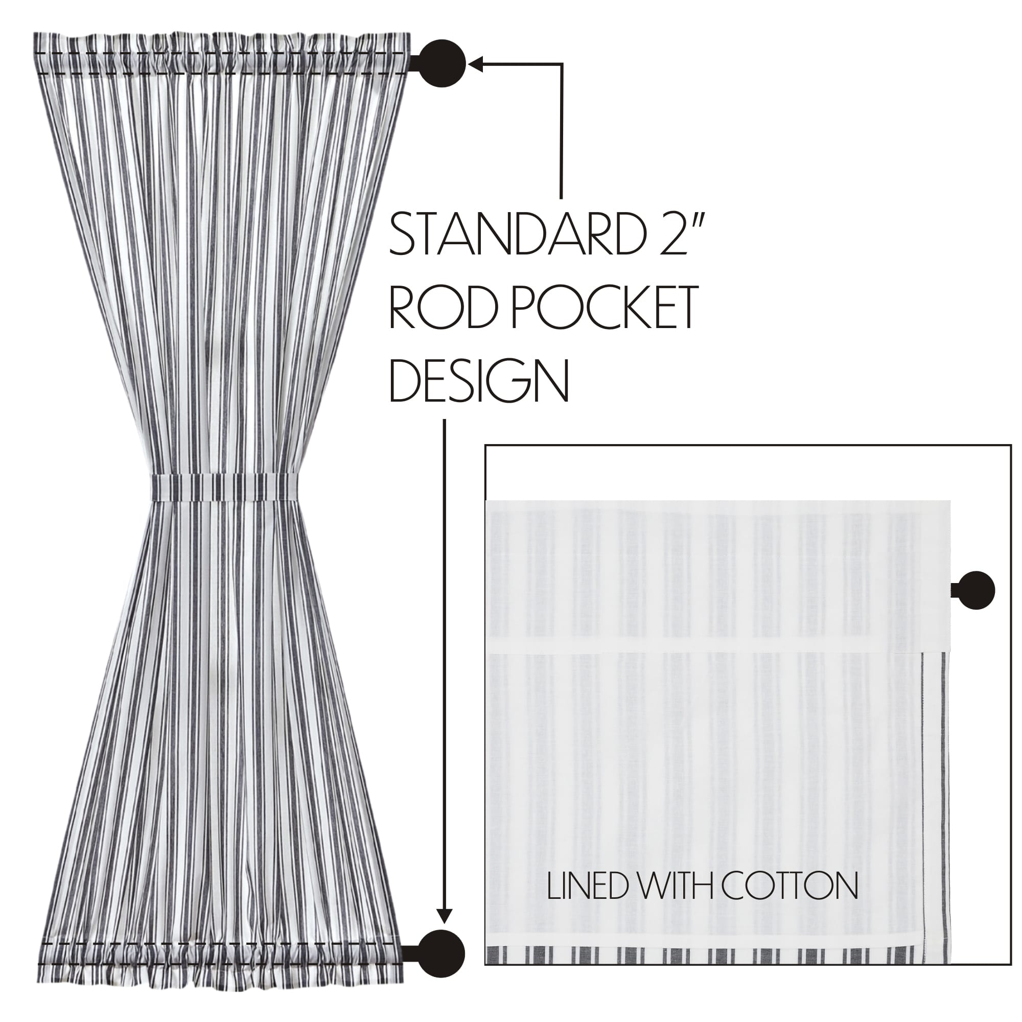 Sawyer Mill Black Ticking Stripe Door Panel - Image 4