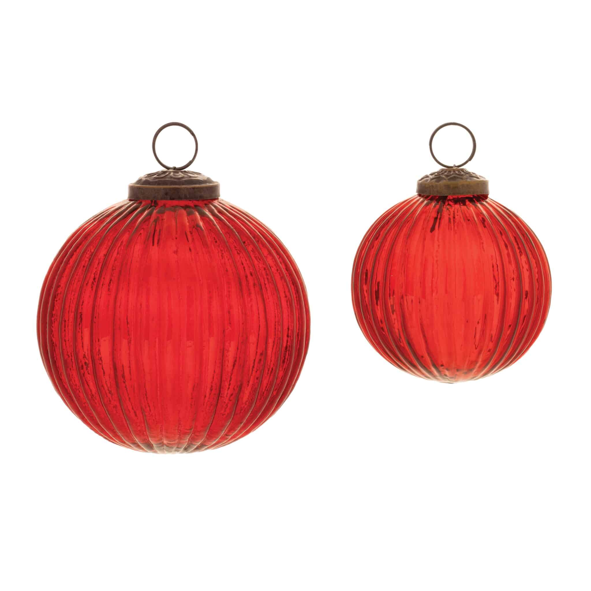 Ribbed Red Glass Ornaments, Set/12 - Image 6