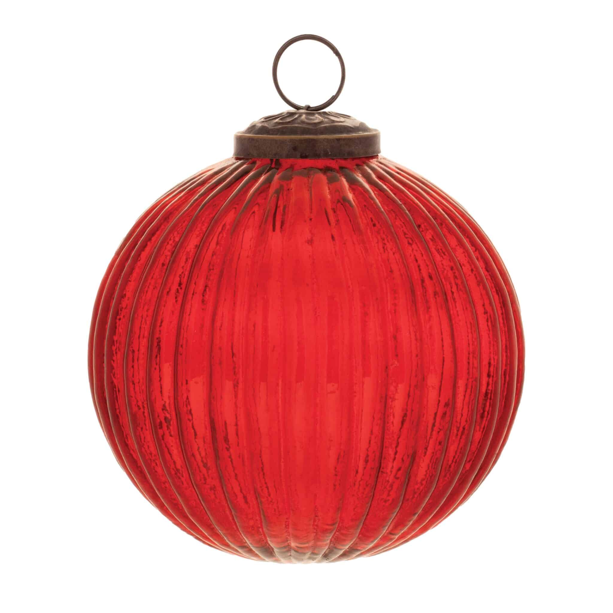 Ribbed Red Glass Ornaments, Set/12 - Image 8