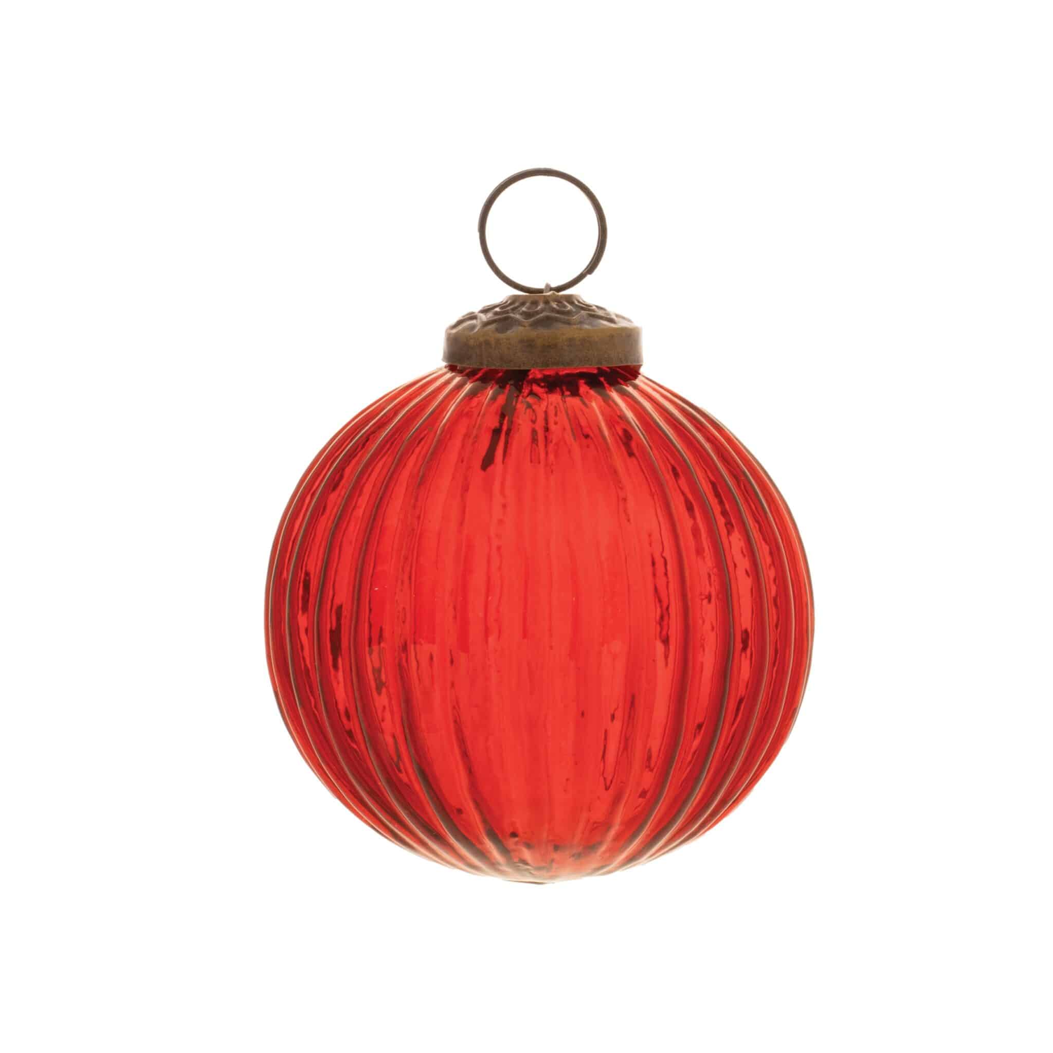 Ribbed Red Glass Ornaments, Set/12 - Image 7