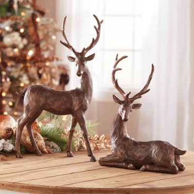 Rustic Wooden Deer, Set/2
