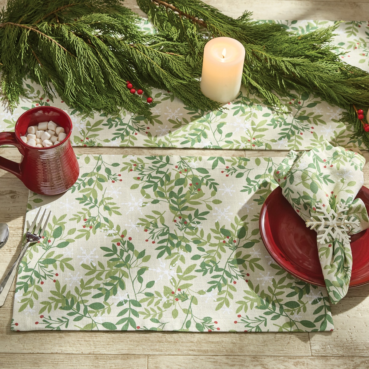 Snowflakes & Berries Table Runner - 36" - Image 2