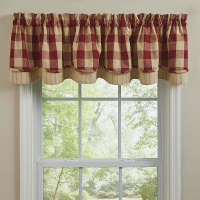 Wicklow Red Lined Layered Valance
