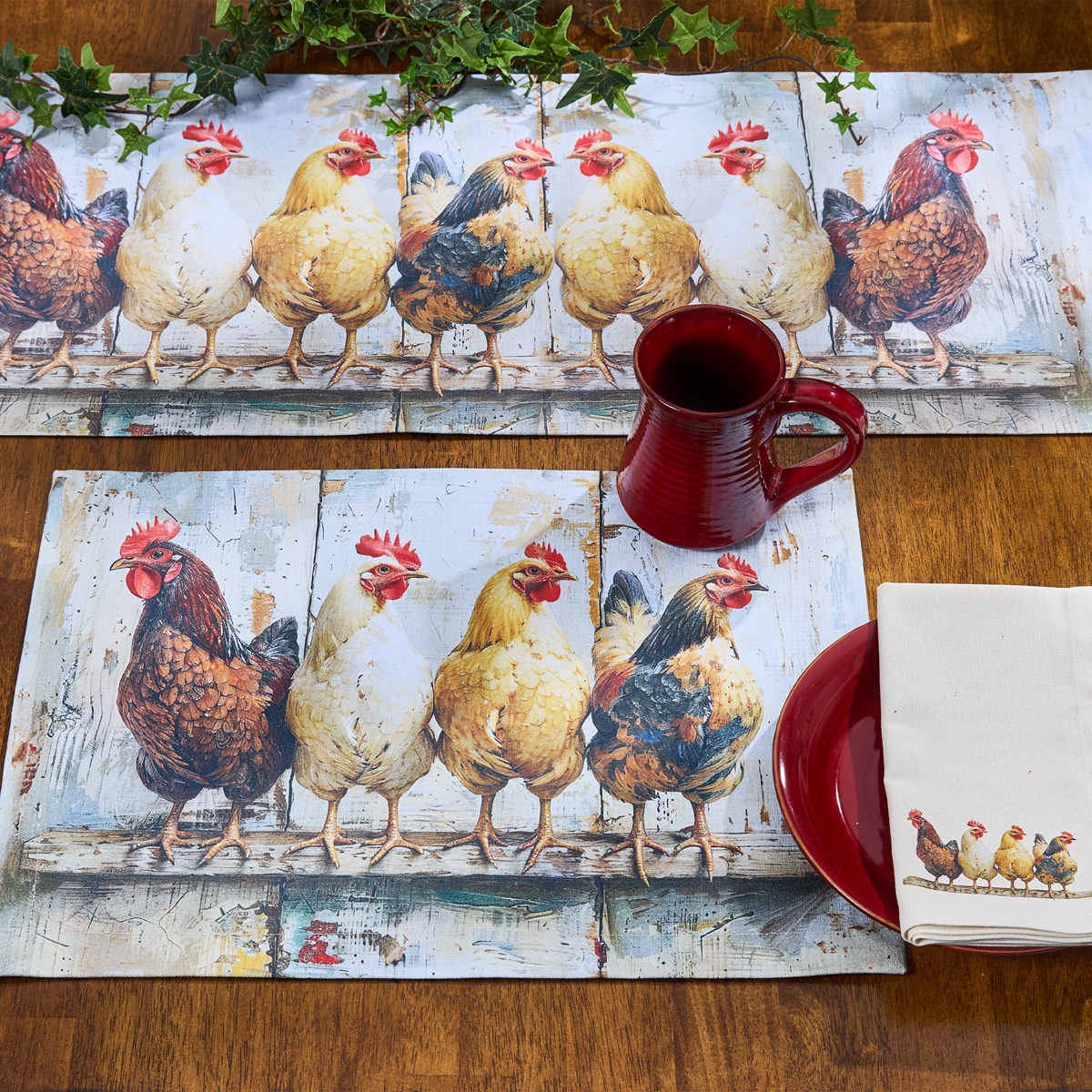 Four Chickens In A Row Table Runner - 36" - Image 4