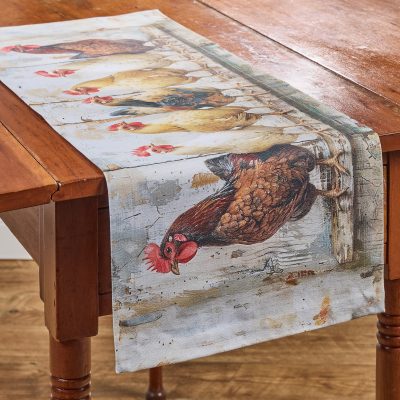 Four Chickens In A Row Table Runner - 36"