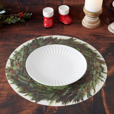 Evergreen Wreath Paper Placemats, Set/24