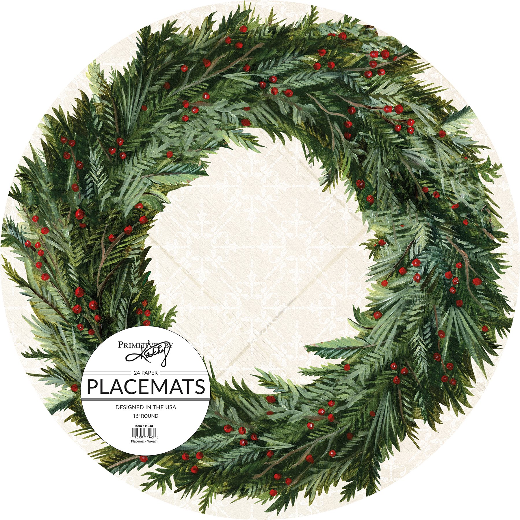 Evergreen Wreath Paper Placemats, Set/24 - Image 2