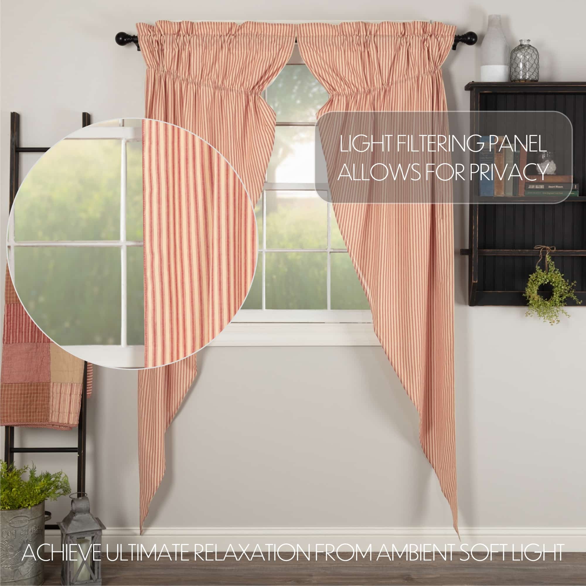 Sawyer Mill Ticking Stripe Red Prairie Panel - Set/2 - Image 8