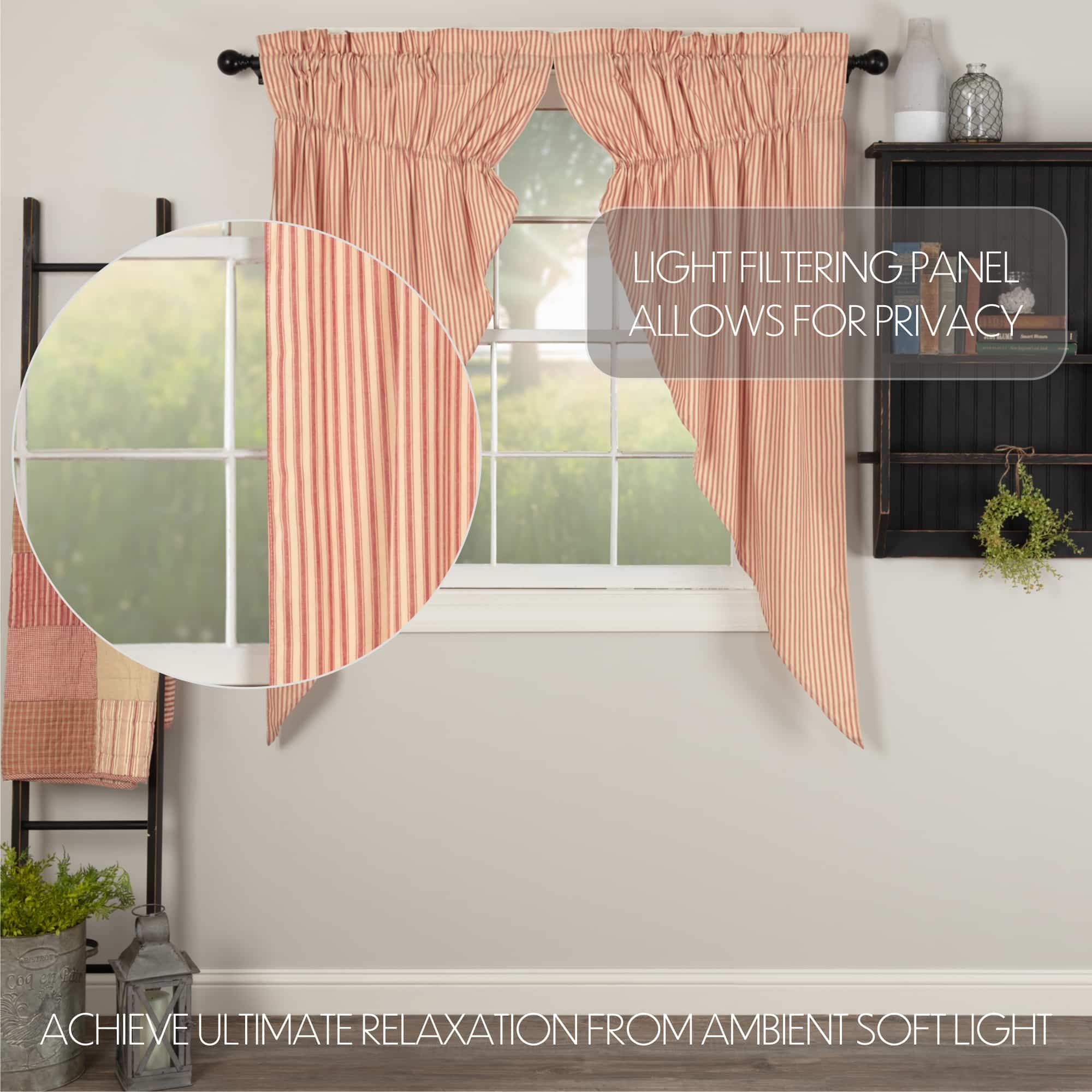 Sawyer Mill Ticking Stripe Red Prairie Panel - Set/2 - Image 5