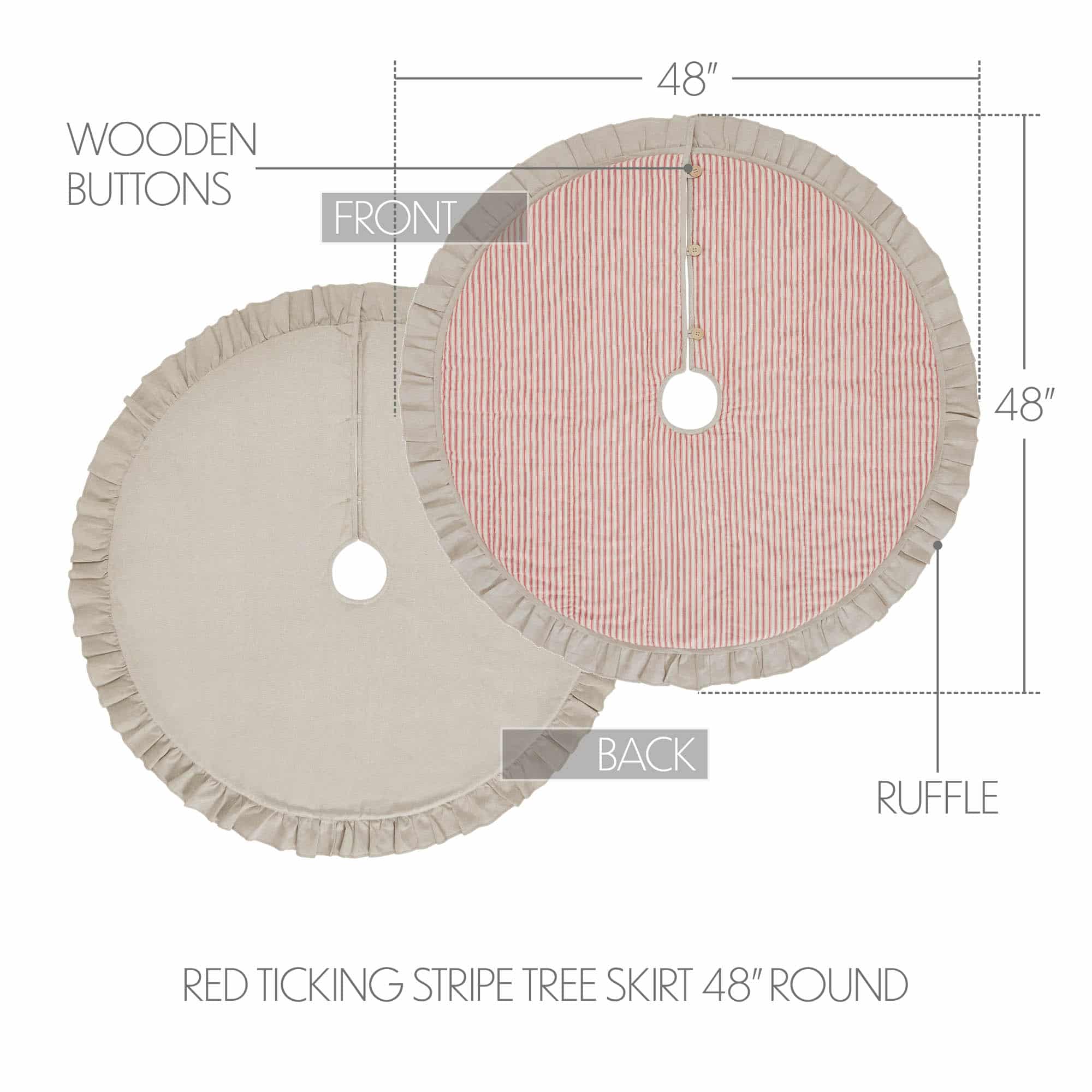 Sawyer Mill Red Ticking Stripe Tree Skirt - 48" - Image 4