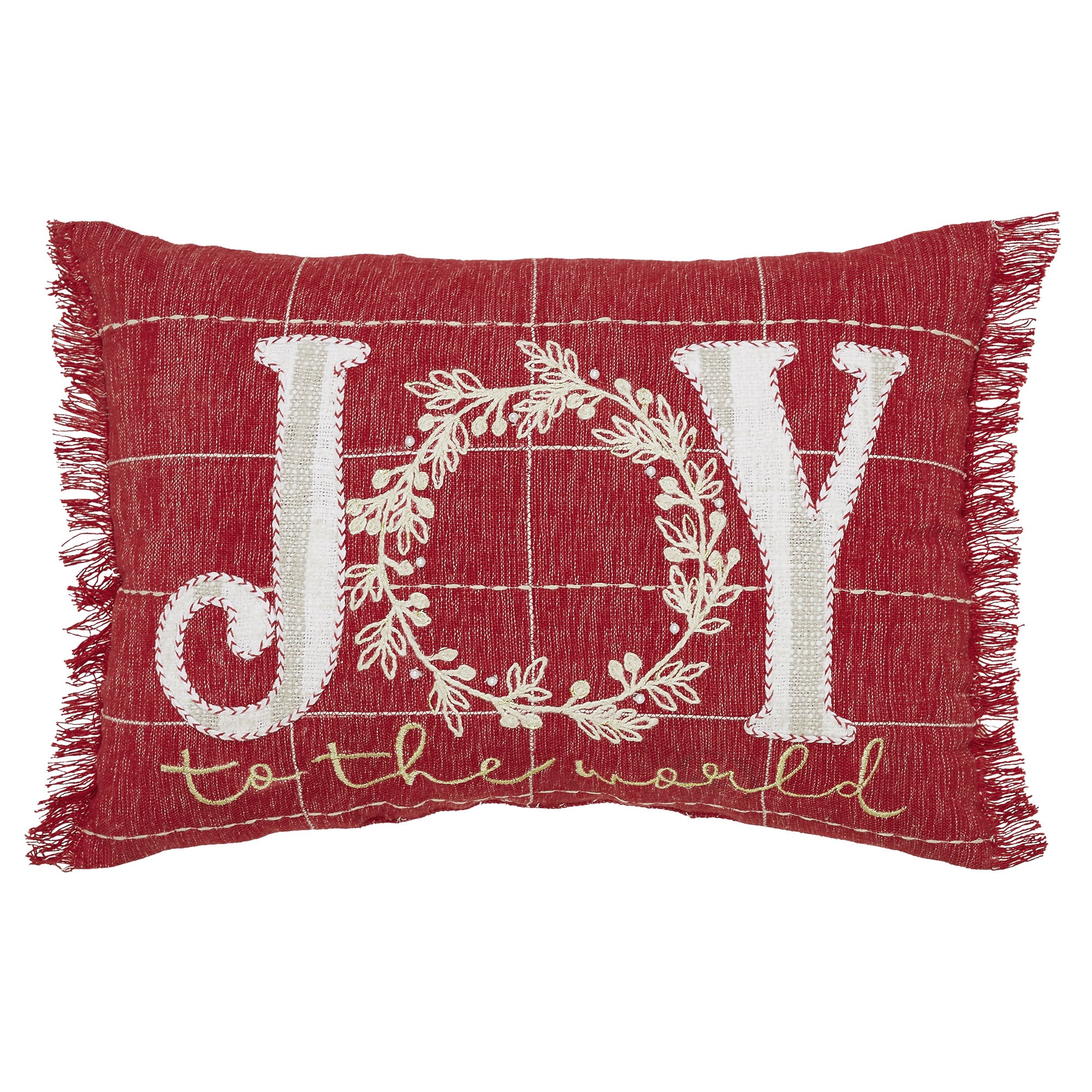 Joy To The World Fringed Filled Pillow - 14" x 20" - Image 5
