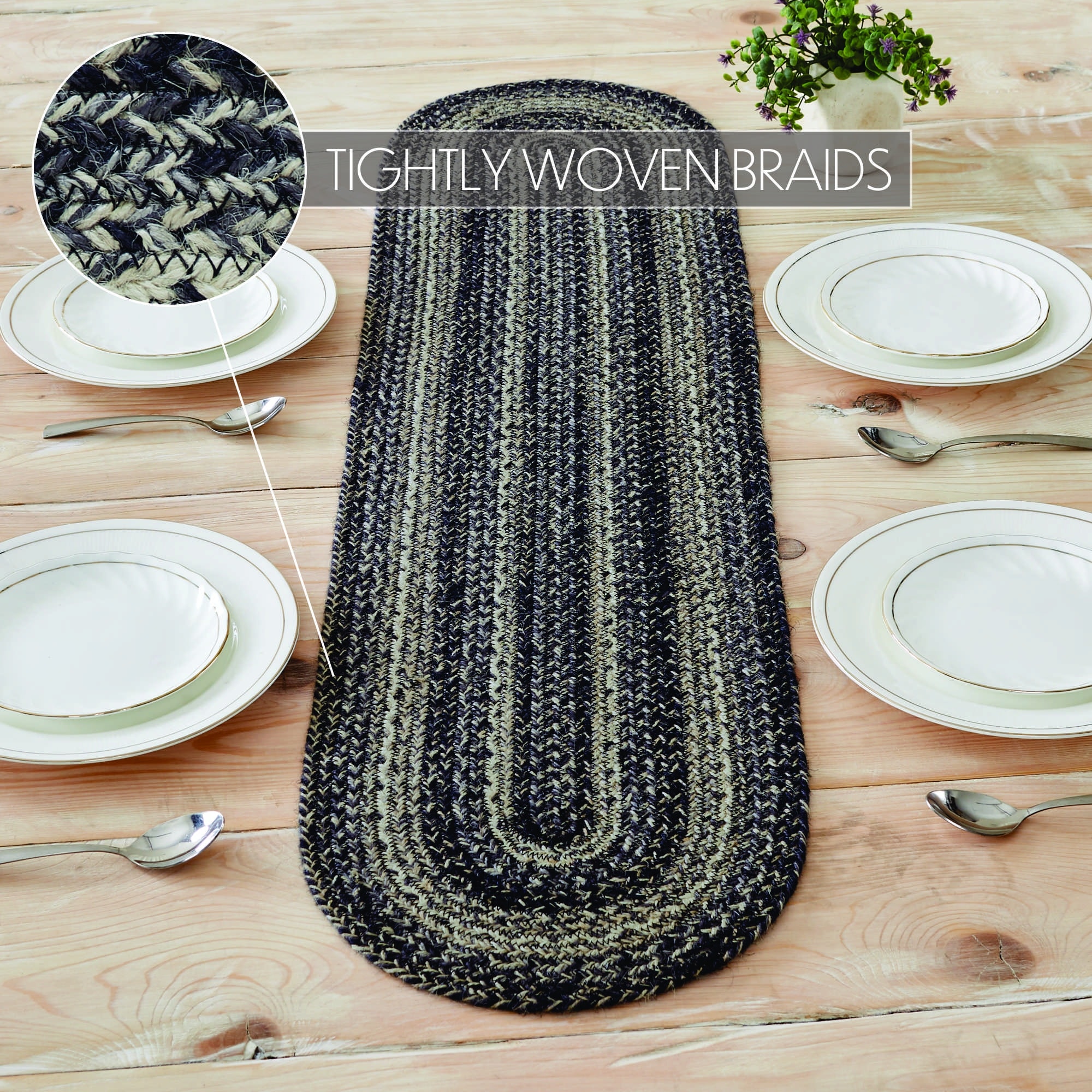 Sawyer Mill Black White Table Runner - 48" - Image 2