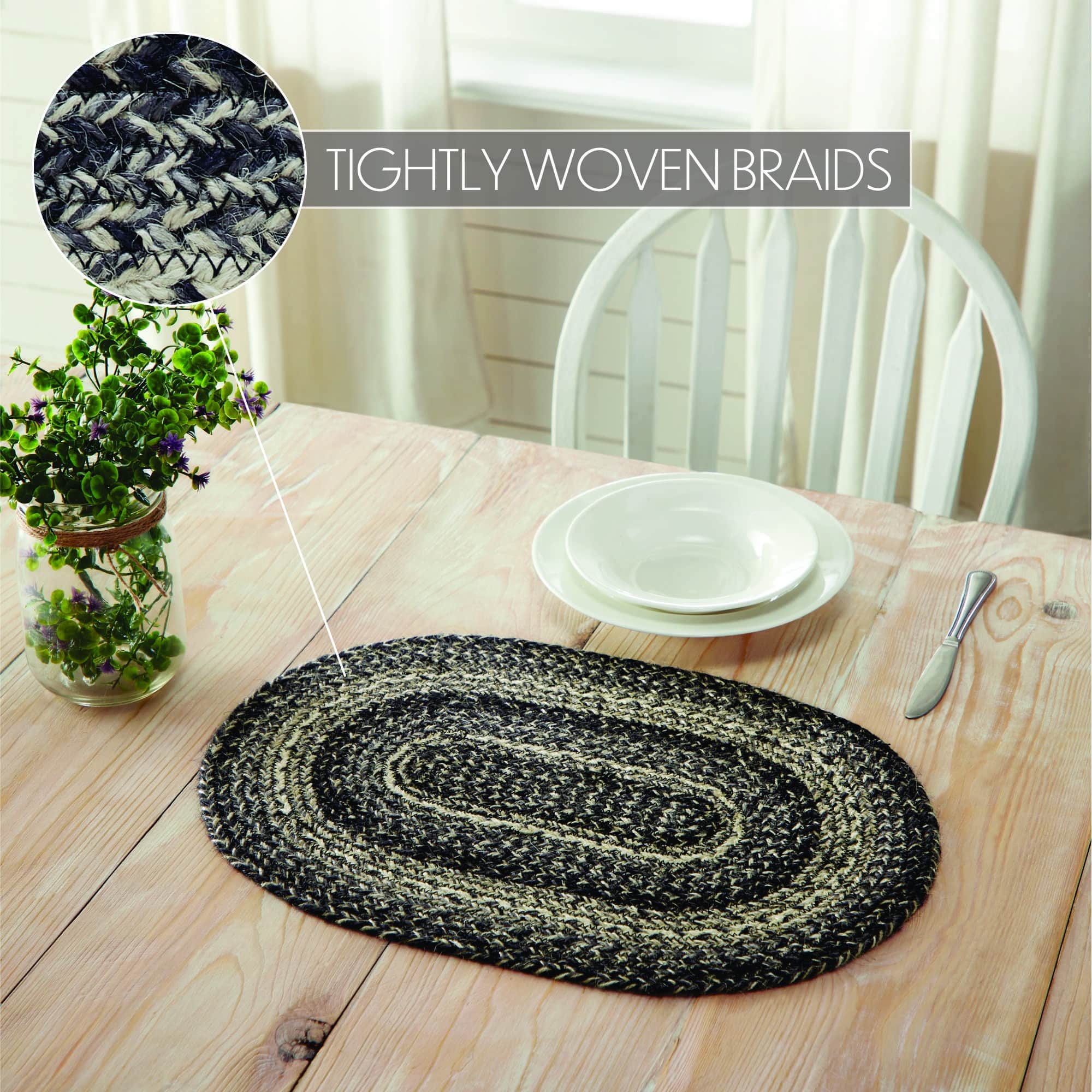 Sawyer Mill Black White Jute Placemat - Image 2